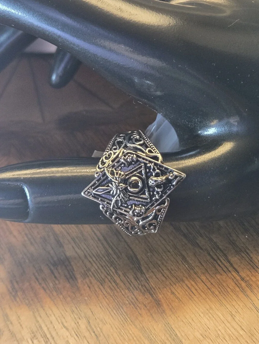 Retro Bat Rhombus Ring Gothic Copper Jewelry Brown Zirconia Stone